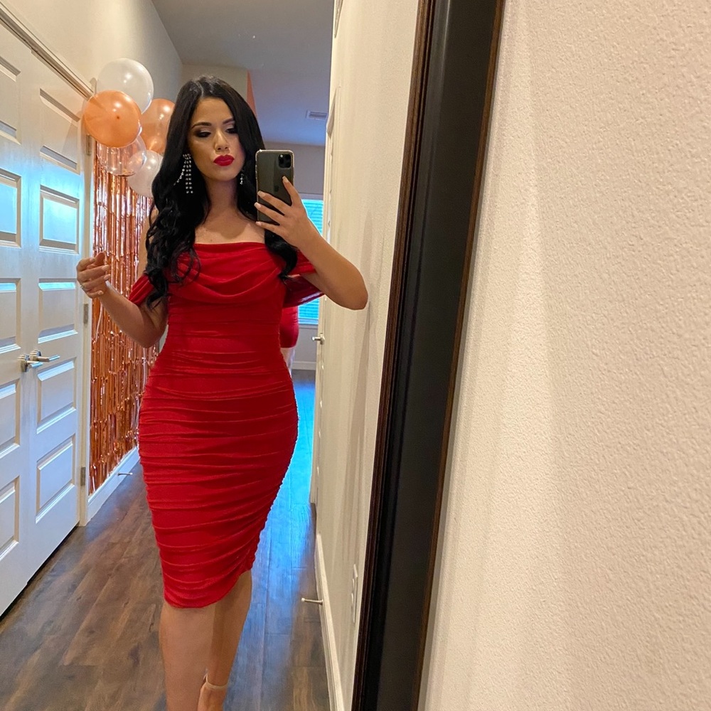 House of CB Red midi dress worn once